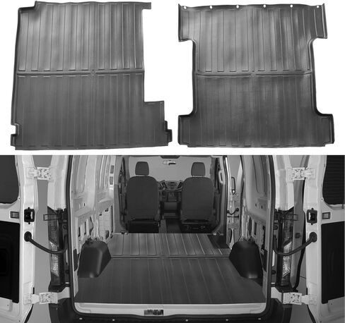 Truck Cargo Mat for Ford Transit/Transit-150/Transit-250/Transit-350 2015-2021,Transit-350HD 2018,All Weather Thick & Durable TPE Rubber SUV Van Truck Bed Cargo Liners,2PCS Full Set in Saudi Arabia