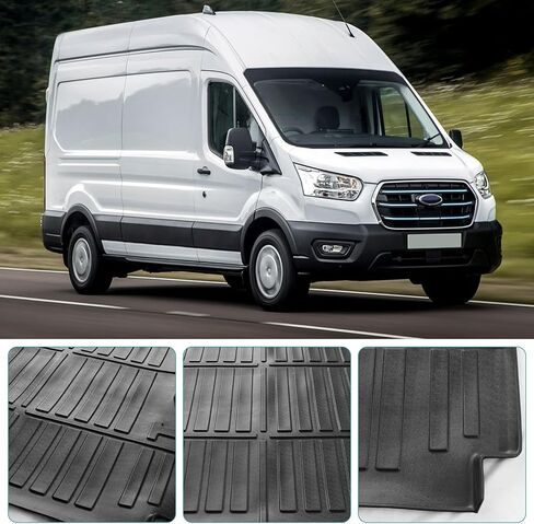 Truck Cargo Mat for Ford Transit/Transit-150/Transit-250/Transit-350 2015-2021,Transit-350HD 2018,All Weather Thick & Durable TPE Rubber SUV Van Truck Bed Cargo Liners,2PCS Full Set in Saudi Arabia