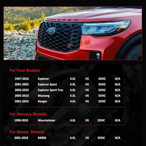 مجموعة سلسلة التوقيت من AUCERAMIC لـ 1997-2010 Ford Explorer، 2005-2010 Mustang، 2001-2010 Ford Ranger & Mazda B4000، 1998-2010 Mercury Mountaineer 4.0L V6 SOHC استبدال # TS20395F in Kuwait
