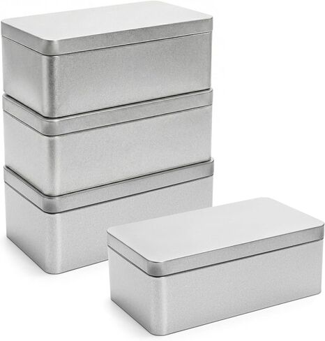 Okllen 8 Pack Silver Rectangular Tin Box, 7 x 3.9 x 2.4 inch Empty Metal Tin Containers with Lids, for Jewelry, Car Keys, Candy, Crafts, Gift & Home Storage in Kuwait