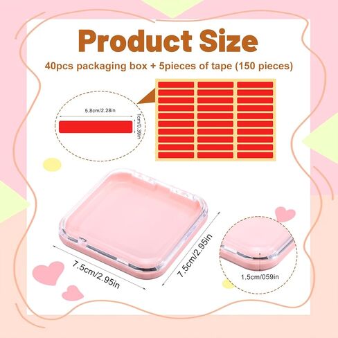 40Pcs Press On Nail Packaging Box Fake Nails Storage Container Organizer Case Transparent False Nail Display Box with 150Pcs Adhesive Double Sided Tape for Home Nail Art Salon Business Supplies in Kuwait