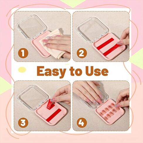 40Pcs Press On Nail Packaging Box Fake Nails Storage Container Organizer Case Transparent False Nail Display Box with 150Pcs Adhesive Double Sided Tape for Home Nail Art Salon Business Supplies in Kuwait