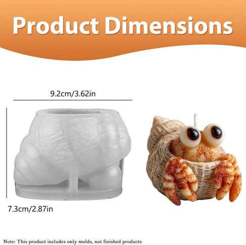 Hermit Crab Candle Mold, 3D Cute Animal Design Style Silicone Molds for Candle Making, Resin Casting Molds for DIY Epoxy Resin Craft, Plaster Ornament, Birthday Gifts & Handmade Craft Enthusiasts in Kuwait