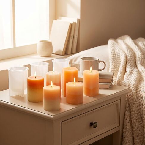 Silicone Candle Molds 8PCS Set, Easy Release Candle Making Kit with Cylinder Square Heart Flower Shapes, Reusable Non-Stick Molds for DIY Soap, Resin, Wax, Polymer Clay, Multiple Sizes for Beginners in Saudi Arabia