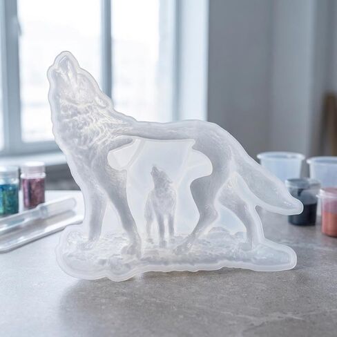 Wolf Shaped Silicone Mold for Epoxy Resin Crafts 3D Forest Wolf Figurine Mold Reusable DIY for Resin Casting and Craft Projects in Kuwait