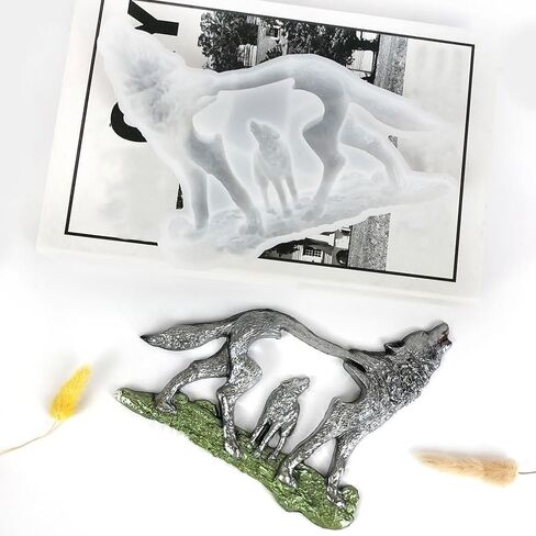 Wolf Shaped Silicone Mold for Epoxy Resin Crafts 3D Forest Wolf Figurine Mold Reusable DIY for Resin Casting and Craft Projects in Kuwait