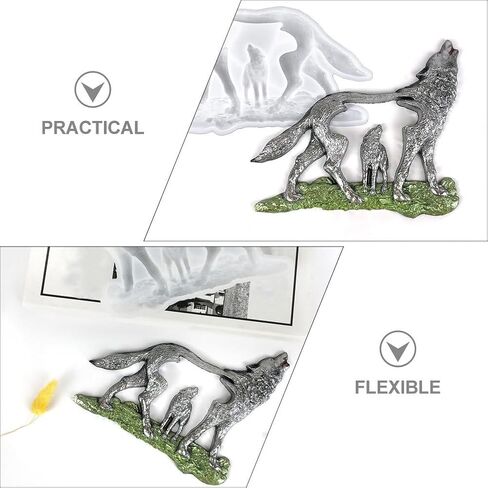 Wolf Shaped Silicone Mold for Epoxy Resin Crafts 3D Forest Wolf Figurine Mold Reusable DIY for Resin Casting and Craft Projects in Kuwait