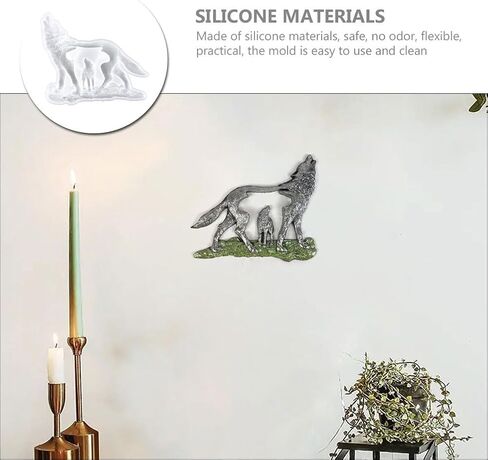 Wolf Shaped Silicone Mold for Epoxy Resin Crafts 3D Forest Wolf Figurine Mold Reusable DIY for Resin Casting and Craft Projects in Kuwait