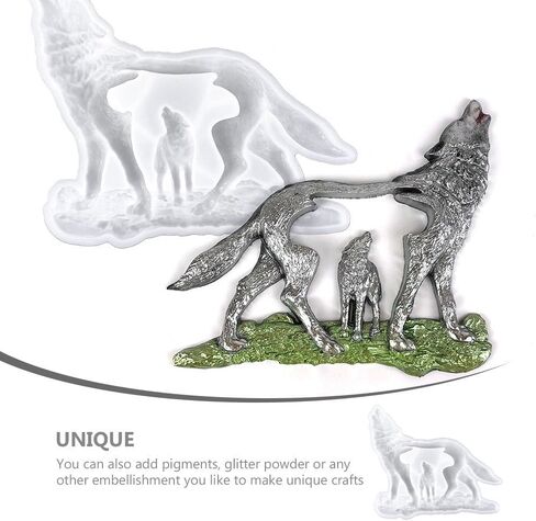 Wolf Shaped Silicone Mold for Epoxy Resin Crafts 3D Forest Wolf Figurine Mold Reusable DIY for Resin Casting and Craft Projects in Kuwait
