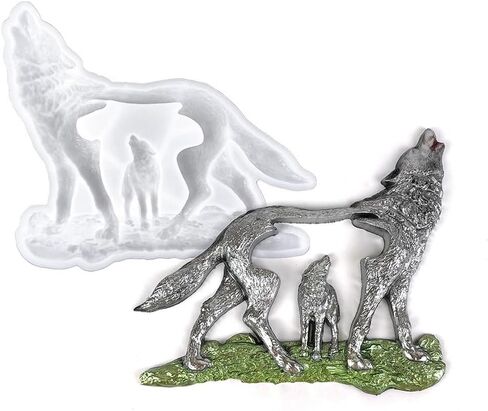 Wolf Shaped Silicone Mold for Epoxy Resin Crafts 3D Forest Wolf Figurine Mold Reusable DIY for Resin Casting and Craft Projects in Kuwait