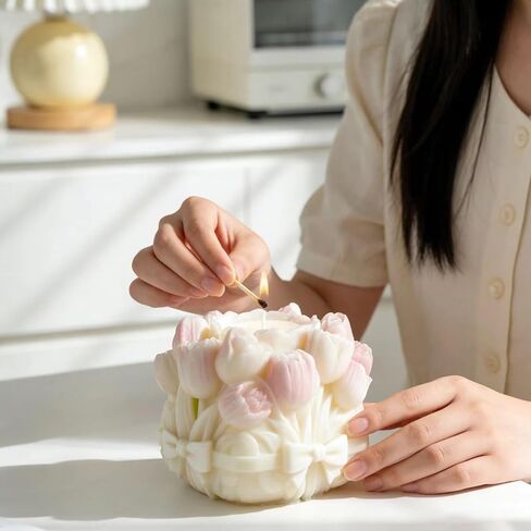 3D Tulip Bouquet Flower Molds Silicone Candle Molds for Candle Making Supplies, Reusable DIY Tulip Flower Silicone Mold for Candle Soap Resin Plaster Crafts Floral Home Decor Festival Handmade Gifts in Saudi Arabia