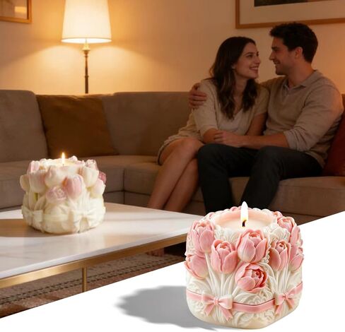 3D Tulip Bouquet Flower Molds Silicone Candle Molds for Candle Making Supplies, Reusable DIY Tulip Flower Silicone Mold for Candle Soap Resin Plaster Crafts Floral Home Decor Festival Handmade Gifts in Saudi Arabia