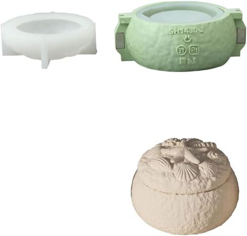 La Isla Bonita Shell Secret Box Silicone Mold Set,Candle Jar Silicone Mould for Concrete Cement DIY Home Decoration (SH1430-1-2) in Kuwait