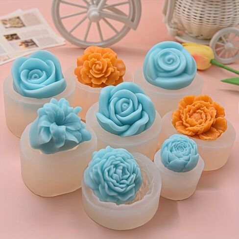 1pc Silicone Rose Mold for DIY Crafts, Round Storage Box, Cosmetic Jewelry Box, Gypsum Ornaments, Durable Silicone Material in Kuwait