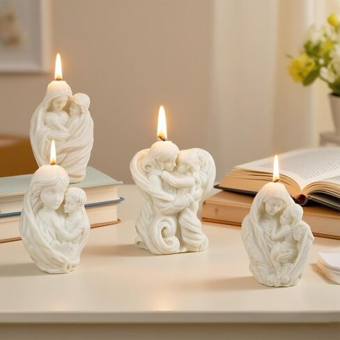 4 PCS Jesus and Maria Angel Candle Mold, Jesus Born Nativity Scene Resin Casting Molds, 3D Silicone Candle Mold for Candle Making Aromatherapy & DIY Resin Craft, Perfect for Home Decoration in Kuwait