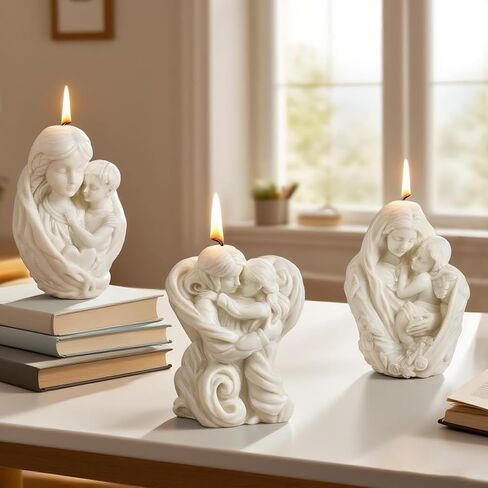 4 PCS Jesus and Maria Angel Candle Mold, Jesus Born Nativity Scene Resin Casting Molds, 3D Silicone Candle Mold for Candle Making Aromatherapy & DIY Resin Craft, Perfect for Home Decoration in Kuwait