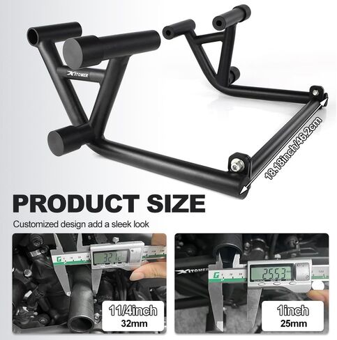 Xitomer Stunt Crash Cage & Subcage متوافق مع FZ-07 MT-07 2014-2024 MT07 FZ07 Stunt Engine Guard & Subcage مع أوتاد القدم، دراجة نارية تحطم شريط سباق السكك الحديدية شريط الطريق السريع، مساند القدمين الخلفية قفص فرعي in Kuwait
