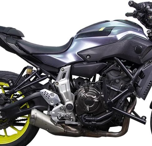 Xitomer Stunt Crash Cage & Subcage متوافق مع FZ-07 MT-07 2014-2024 MT07 FZ07 Stunt Engine Guard & Subcage مع أوتاد القدم، دراجة نارية تحطم شريط سباق السكك الحديدية شريط الطريق السريع، مساند القدمين الخلفية قفص فرعي in Kuwait