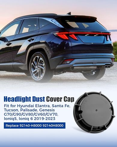 ANODZU Headlight Dust Cover Cap Fit for Hyundai Elantra, Santa Fe, Tucson, Palisade, Genesis G70/G90/GV80/GV60/GV70, loniq5, loniq 6 2019 2020 2021 2022 2023, Replace 92140-H8000 92140H8000 in Kuwait