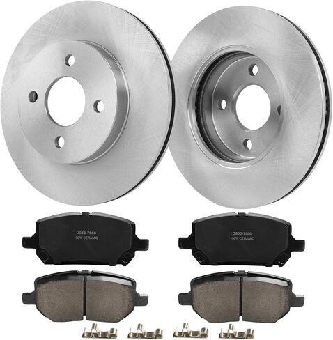 10.08 بوصة دوارات الفرامل الأمامية ومنصات السيراميك البديلة لـ Chevy Cobalt 2005-2010 Pontiac Pursuit 2005 2006 G5 2007-2010 مجموعة دوارات الفرامل القرصية المتوافقة مع Saturn Ion 2003-2007 in Kuwait