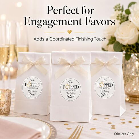 Engagement Wedding Favor Stickers: Perfect for Popcorn Bags/Containers - 120 Pcs 1.6" Round Decals for Envelopes Favors - Bridal Shower Party Decorations Supplies Gift in Saudi Arabia