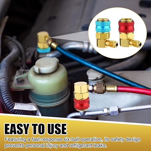 طقم تركيب محول التبريد R134a بما في ذلك صنابير علب الغلق الذاتي/الثقب، قارنات التوصيل السريعة R134a 1/4 بوصة SAE مزيل صمام التوهج الأساسي لمجموعة تحويل خرطوم قياس المكيف المتنوع in Kuwait