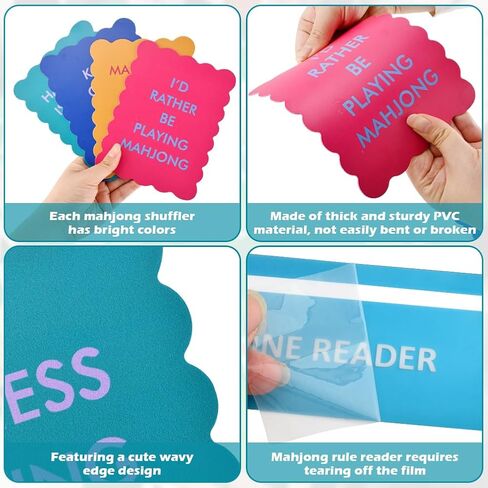 4 Pcs Color Mahjong Shuffler Cards, Mahjong Tile Mixer Shufflers with Funny Sayings for Mixing Shuffling Tiles, Funny Sayings Mahjongs Accessories Gift for Lovers Family Game in Saudi Arabia
