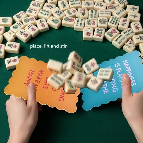 4 Pcs Color Mahjong Shuffler Cards, Mahjong Tile Mixer Shufflers with Funny Sayings for Mixing Shuffling Tiles, Funny Sayings Mahjongs Accessories Gift for Lovers Family Game in Saudi Arabia
