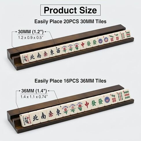 Premium Wood Mahjong Racks with Pushers, 17" Wooden Tile Holders - Set of 4 Elegant Trays for Mahjong, Mexican Train & Dominoes Board Games in Saudi Arabia
