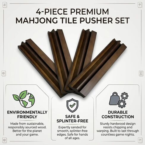 Premium Wood Mahjong Racks with Pushers, 17" Wooden Tile Holders - Set of 4 Elegant Trays for Mahjong, Mexican Train & Dominoes Board Games in Saudi Arabia