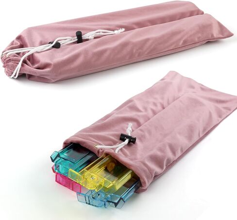 Mahjong Rack Bag, Soft Velvet Dual-Slot Storage Bag for 4 Mahjong Racks with Pushers, Drawstring Carrying Case, Giftable Mahjong Accessory for Women and Mahjong Lovers in Saudi Arabia