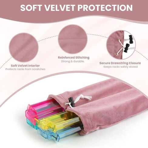 Mahjong Rack Bag, Soft Velvet Dual-Slot Storage Bag for 4 Mahjong Racks with Pushers, Drawstring Carrying Case, Giftable Mahjong Accessory for Women and Mahjong Lovers in Saudi Arabia
