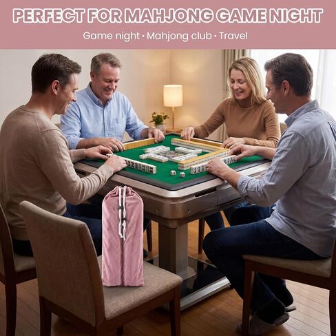 Mahjong Rack Bag, Soft Velvet Dual-Slot Storage Bag for 4 Mahjong Racks with Pushers, Drawstring Carrying Case, Giftable Mahjong Accessory for Women and Mahjong Lovers in Saudi Arabia