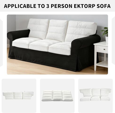EKTORP 3 Seat Sofa Cushion Replacement,Lumbar Support Pillow Foam,Arm Couch Cushions Filler for IKEA EKTORP Sofa,Seat & Back Cushion Insert Only,Not Included Covers and Sofas in Kuwait