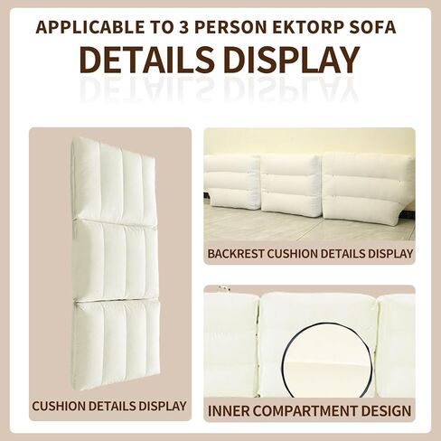 EKTORP 3 Seat Sofa Cushion Replacement,Lumbar Support Pillow Foam,Arm Couch Cushions Filler for IKEA EKTORP Sofa,Seat & Back Cushion Insert Only,Not Included Covers and Sofas in Kuwait