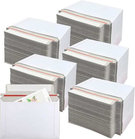 500PCS Self Seal Rigid Mailers, 6.5 x 4.5 Inch Self Seal Cardboard Mailers, White Rigid Photo Mailers Cardboard Envelopes for Photos, Shipping CD, Document, Stamps (500) in Saudi Arabia