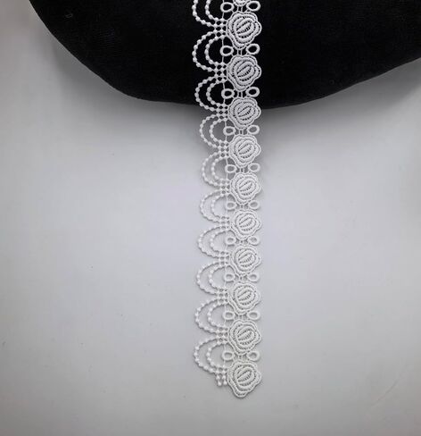 4CM Width Floral Pattern Lace Trim Ribbon, 3 Yard Milk Silk Inelastic Embroidery Trims, Scallop Edge for Sewing Making, DIY Crafts, Gift Wrapping, and Wedding Decorations (Black) in Saudi Arabia