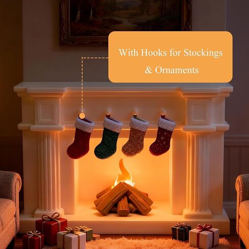 1:12 Scale Miniature Dollhouse Fireplace Set with Animated LED Fire Light, 3-Arm Candelabra & Tools – Realistic Decorative Fireplace for Dollhouse Lovers in Saudi Arabia