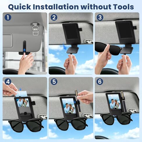 3 in 1 Sunglass & Photo Holder for Car, Car Visor Sunglasses Holder Clip, Sunglass Holder with Strong Magnetism in Kuwait