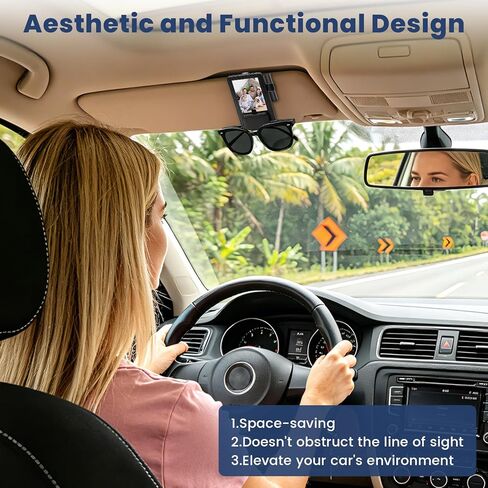 3 in 1 Sunglass & Photo Holder for Car, Car Visor Sunglasses Holder Clip, Sunglass Holder with Strong Magnetism in Kuwait