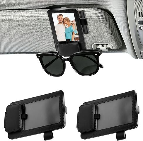 3 in 1 Sunglass & Photo Holder for Car, Car Visor Sunglasses Holder Clip, Sunglass Holder with Strong Magnetism in Kuwait