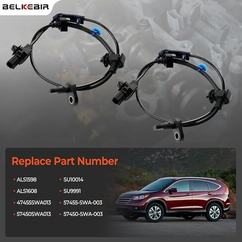 2 قطعة مستشعر سرعة العجلات الأمامية ABS اليسار واليمين متوافق مع 2007-2011 Honda CRV EX/EX-L/LX 2.4L L4 للسائق والركاب الجانب ABS الاستشعار استبدال ALS1598، ALS1608، 57455-SWA-003، 57450-SWA-003 in Kuwait