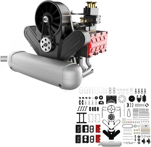FS-B400 Metal Engine Model That Works, 14cc Flat-Four Horizontal Opposed Four-Cylinder Four-Stroke H4 Engine Model, DIY Assembly Engine Toys for Teens Adults (Finished Version) in Saudi Arabia