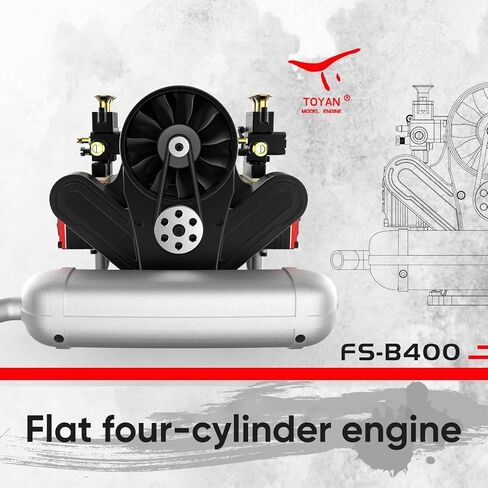 FS-B400 Metal Engine Model That Works, 14cc Flat-Four Horizontal Opposed Four-Cylinder Four-Stroke H4 Engine Model, DIY Assembly Engine Toys for Teens Adults (Finished Version) in Saudi Arabia