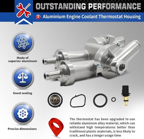 902-319 4884873AA Aluminium Engine Coolant Thermostat Housing Compatible with Compass Patriot 200 Sebring Journey Avenger Caliber 2.4L 2007-2020 68003582AB in Kuwait