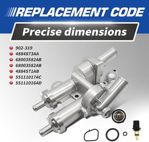 902-319 4884873AA Aluminium Engine Coolant Thermostat Housing Compatible with Compass Patriot 200 Sebring Journey Avenger Caliber 2.4L 2007-2020 68003582AB in Kuwait