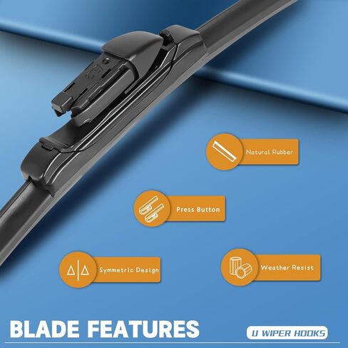 MIKKUPPA 24"+17" Windshield Wiper Blades - Replacement for 2010-2017 GMC Terrain, 2010-2017 Chevy Equinox, 2008-2012 Ford Kuga - Front Window Wipers, Top Lock 19mm (Pack of 2) in Kuwait