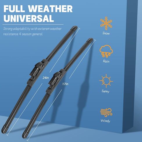 MIKKUPPA 24"+17" Windshield Wiper Blades - Replacement for 2010-2017 GMC Terrain, 2010-2017 Chevy Equinox, 2008-2012 Ford Kuga - Front Window Wipers, Top Lock 19mm (Pack of 2) in Kuwait
