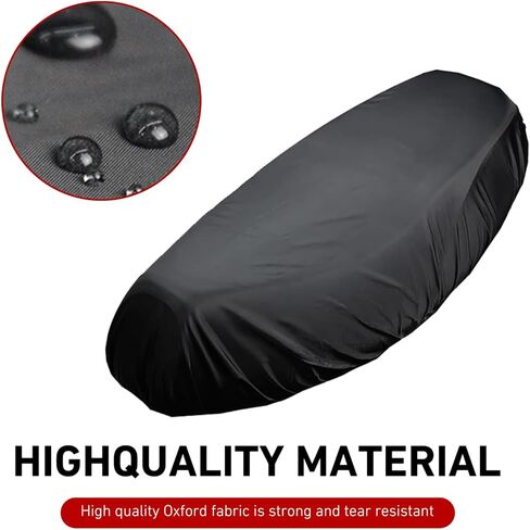 Waterproof Motorcycle Seat Cover, Sunproof Heat Insulating Oxford Protector for All Seasons, Elastic Tight Fit Seat Shield, Exterior Accessory for Most Motorcycles Scooters Mopeds (Black) in Kuwait