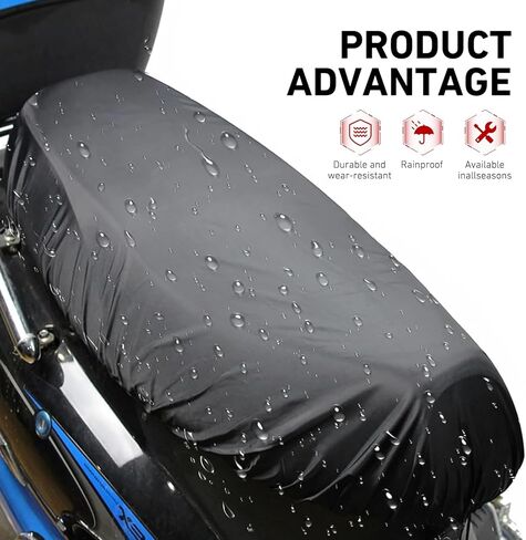 Waterproof Motorcycle Seat Cover, Sunproof Heat Insulating Oxford Protector for All Seasons, Elastic Tight Fit Seat Shield, Exterior Accessory for Most Motorcycles Scooters Mopeds (Black) in Kuwait